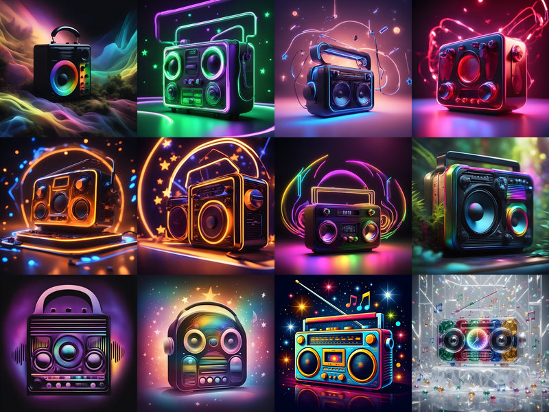 Radio, Cassettes & Speakers from VizAI Art