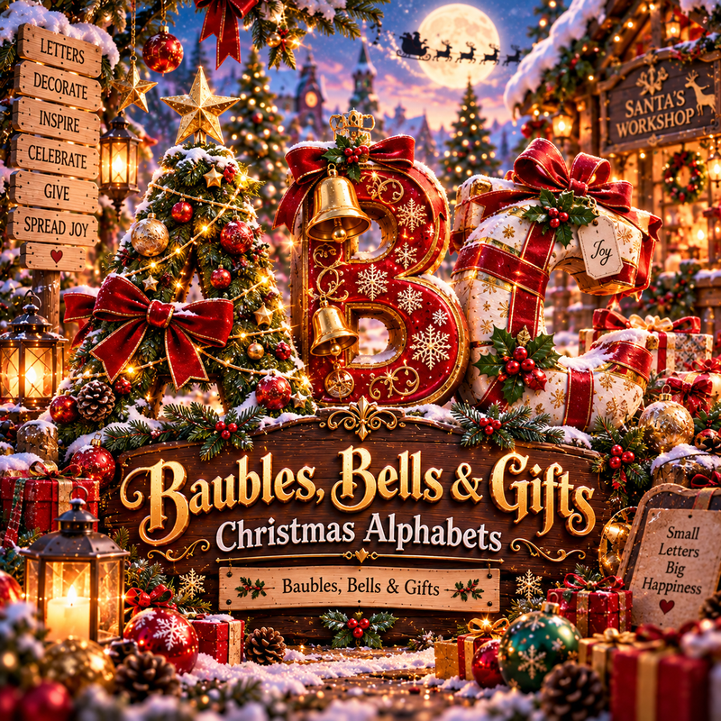 Baubles, Bells & Gifts Christmas Alphabets from VizAI Art
