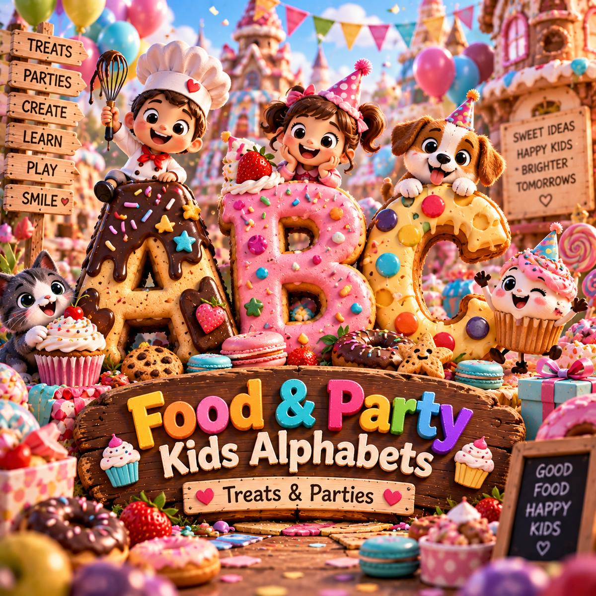 Food & Party Kids Alphabets from VizAI Art