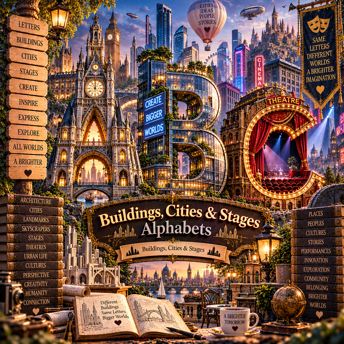 Buildings, Cities & Stages Alphabets from VizAI Art