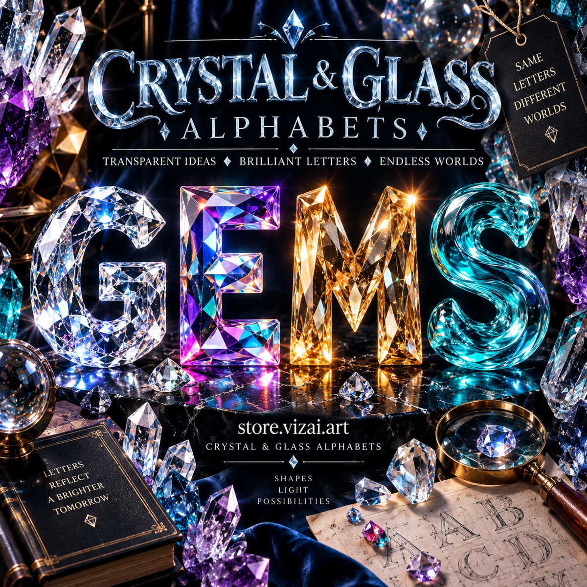 Crystal & Glass Alphabets from VizAI Art