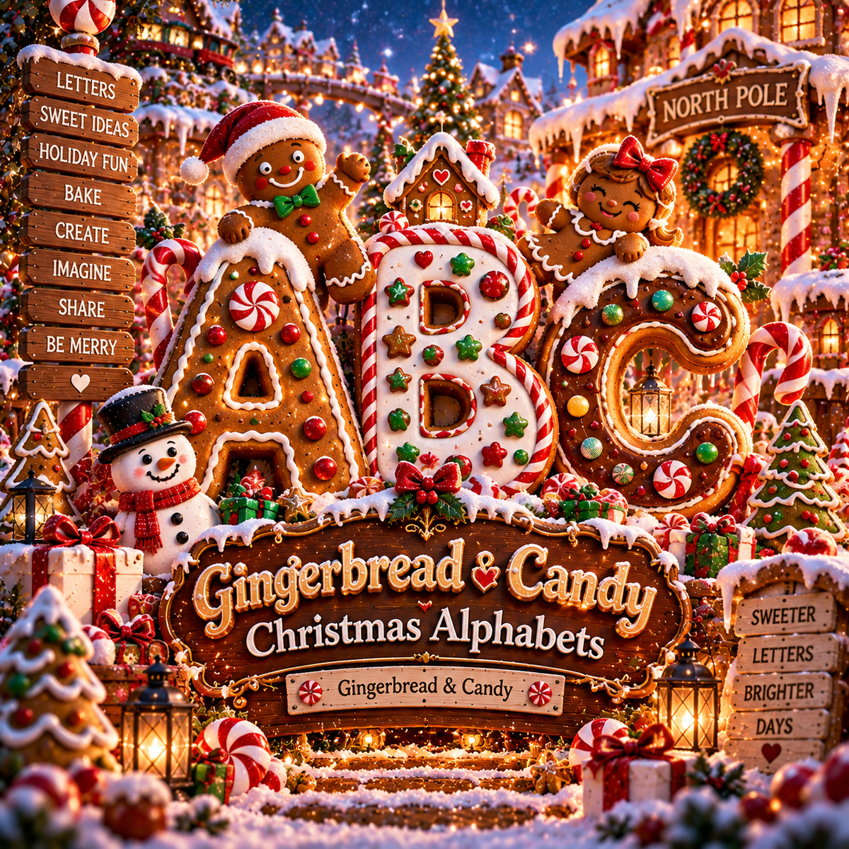 Gingerbread & Candy Christmas Alphabets from VizAI Art