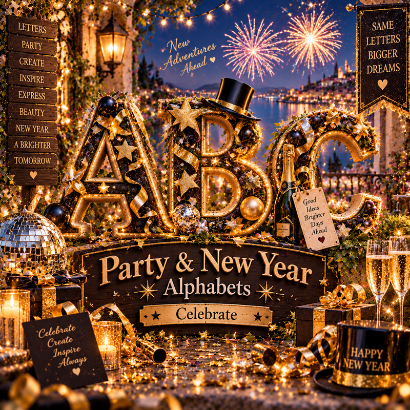 Party & New Year Alphabets from VizAI Art