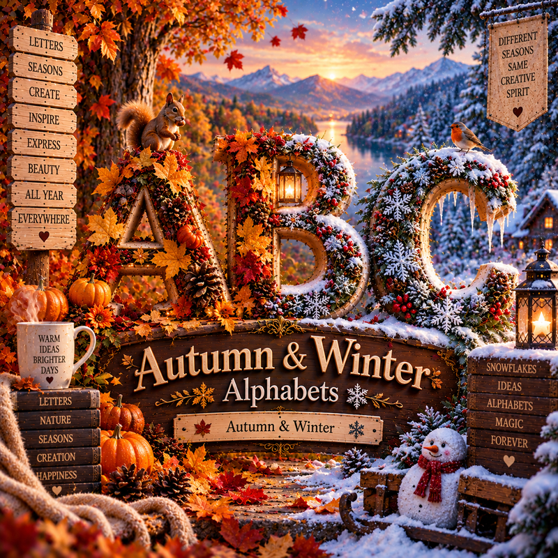 Autumn & Winter Alphabets from VizAI Art