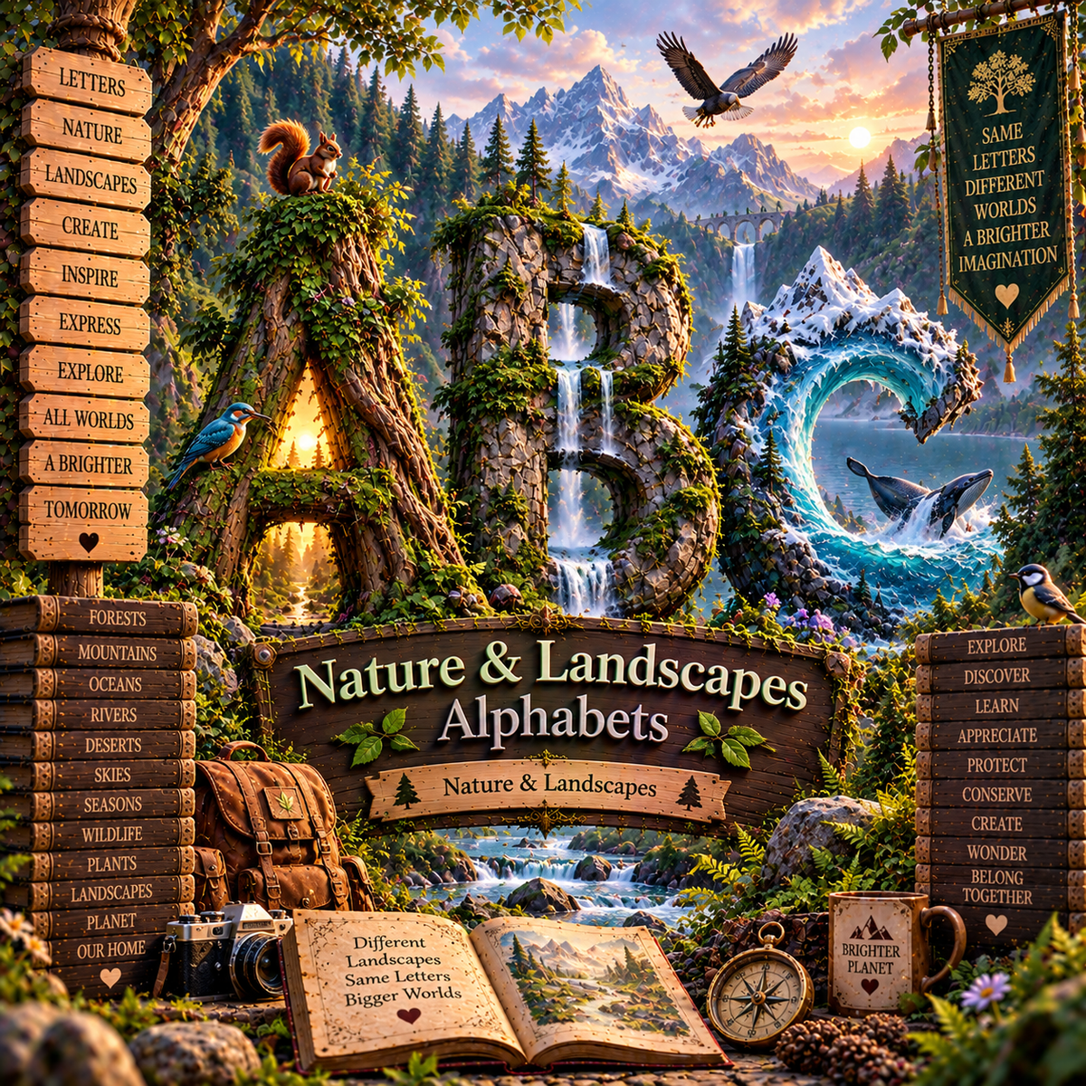 Nature & Landscape Alphabets from VizAI Art
