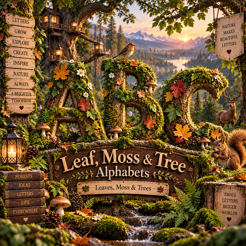Leaf, Moss & Tree Alphabets from VizAI Art
