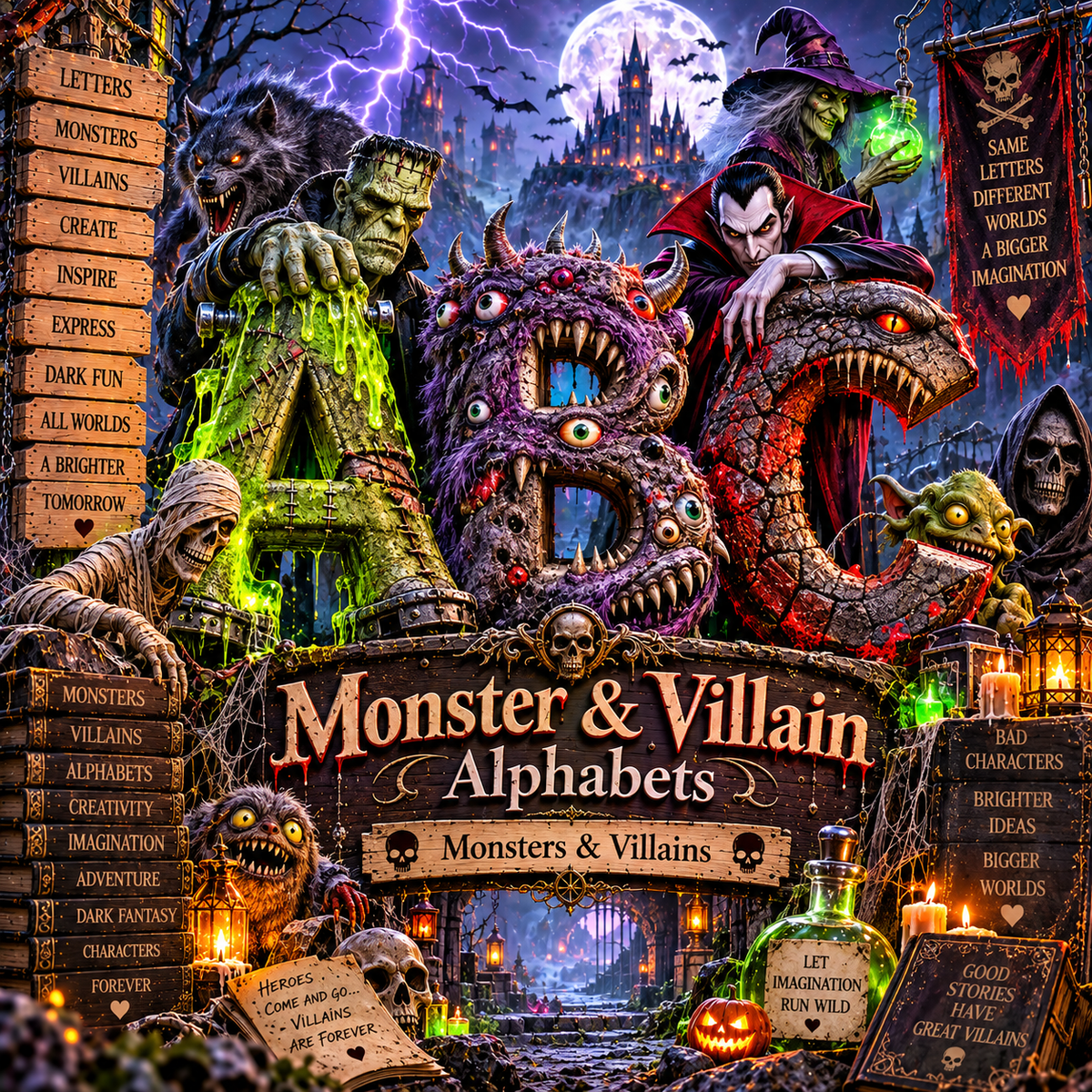 Monster & Villain Alphabets from VizAI Art