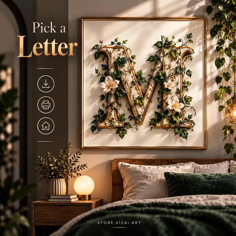 Pick a Letter — printable single letters A to Z from VizAI Art
