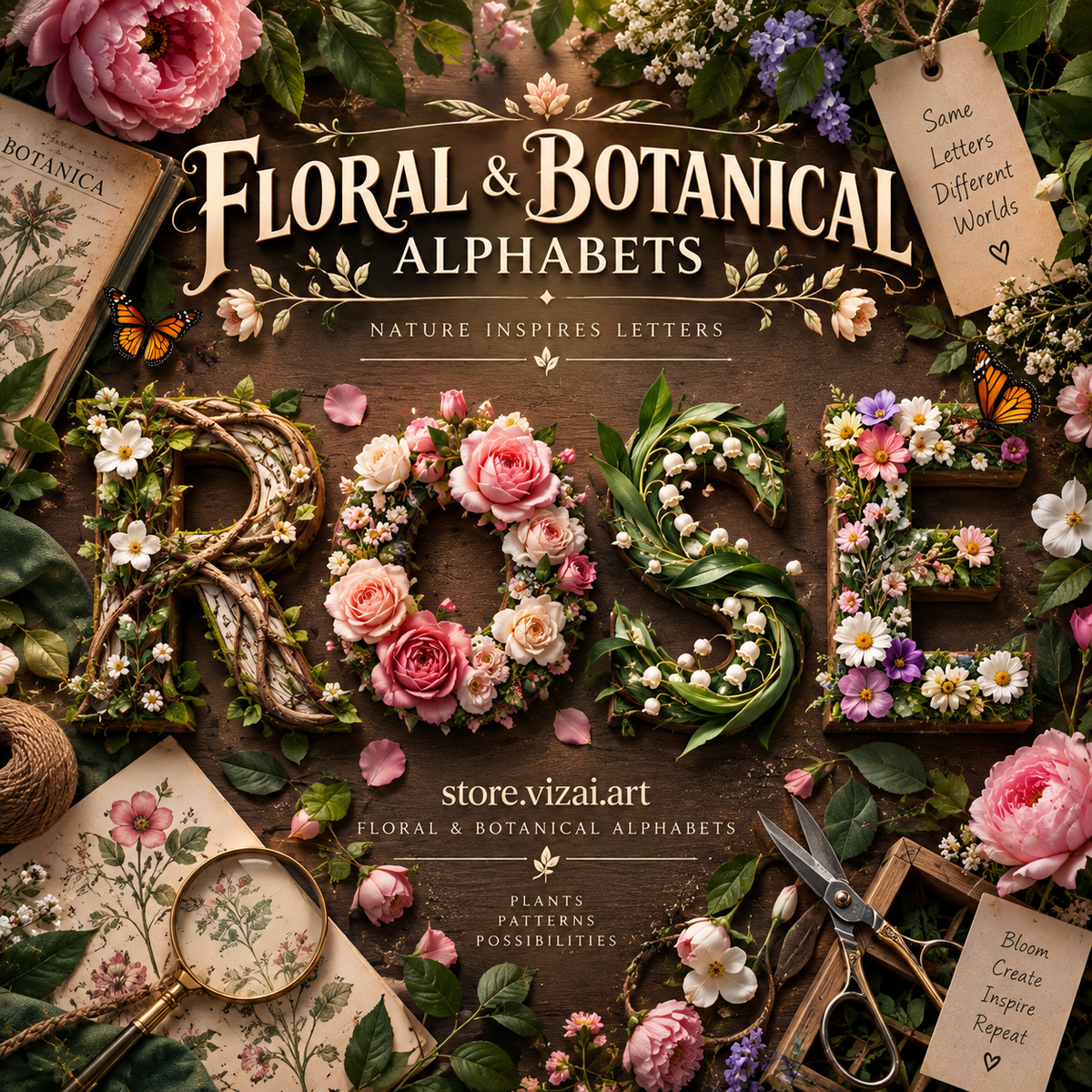 VizAI Art — floral and botanical printable alphabets