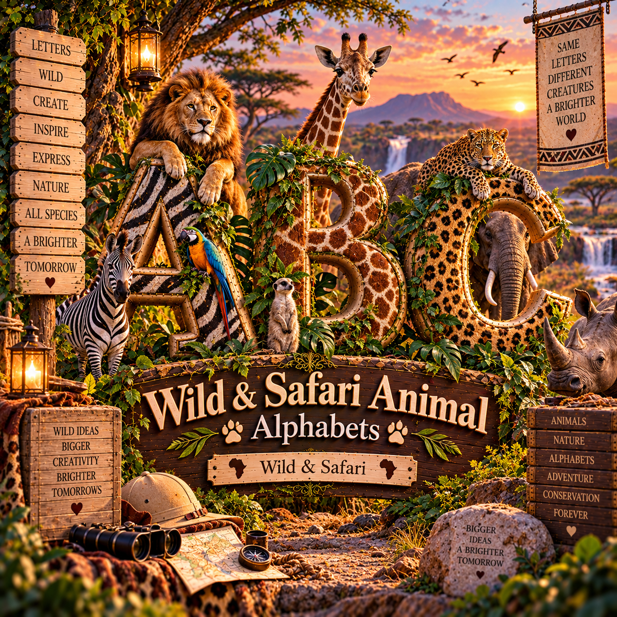 Wild & Safari Animal Alphabets from VizAI Art