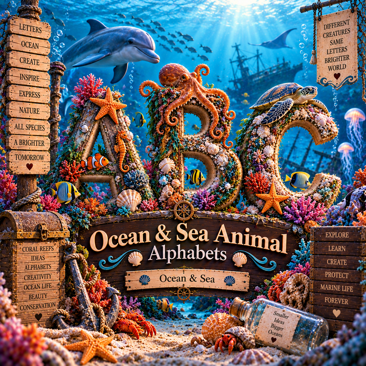 Ocean & Sea Animal Alphabets from VizAI Art