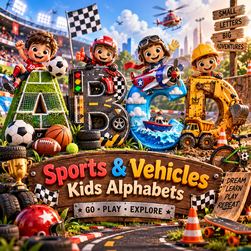 Sports & Vehicles Kids Alphabets from VizAI Art
