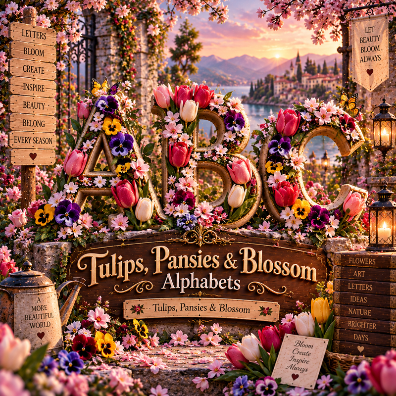 Tulip, Pansy & Blossom Alphabets from VizAI Art