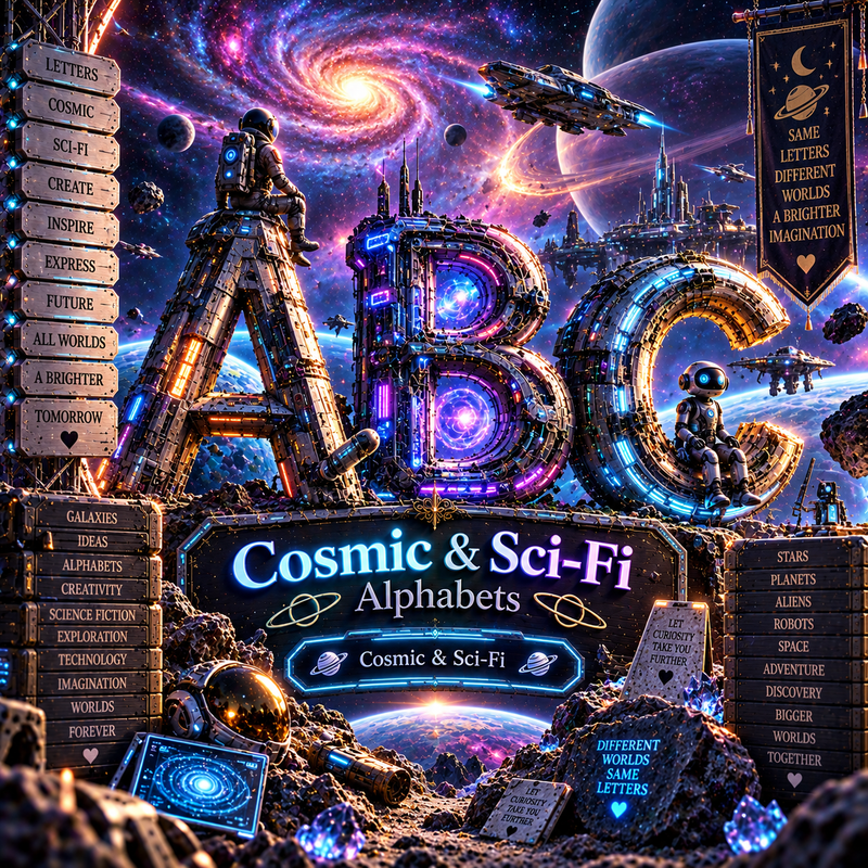 Cosmic & Sci-Fi Alphabets from VizAI Art