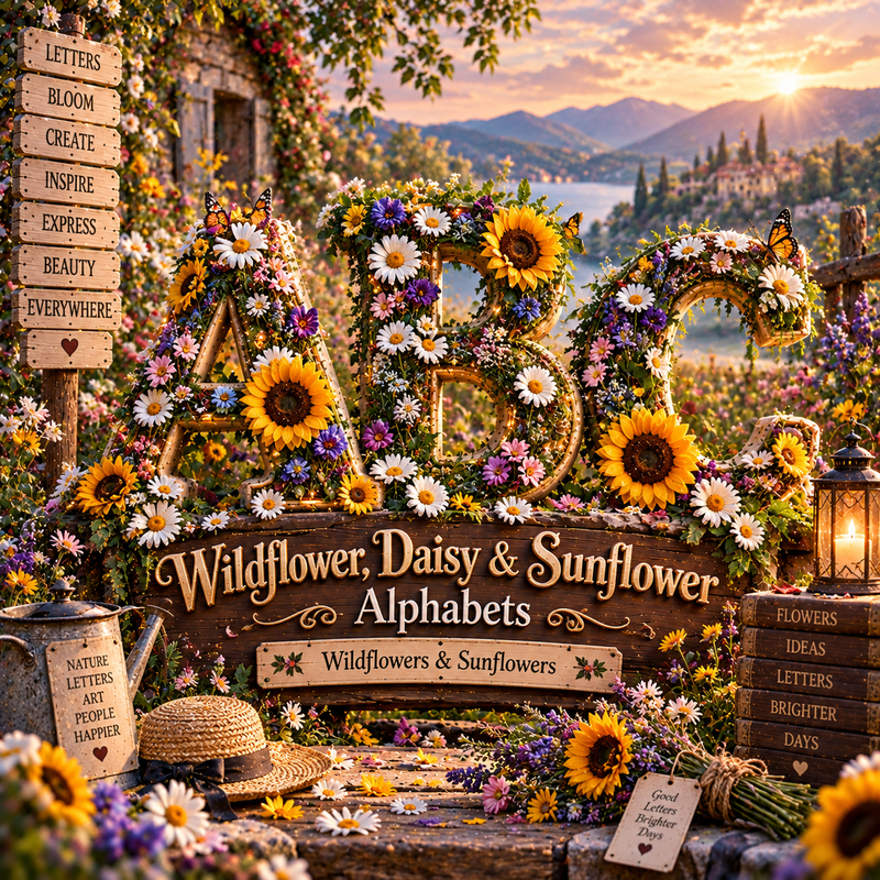Wildflower, Daisy & Sunflower Alphabets from VizAI Art