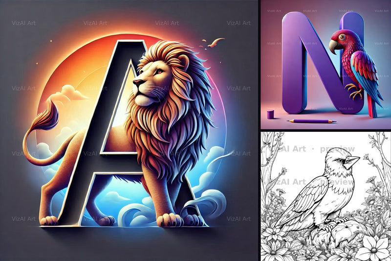 Animals printable art by VizAI Art