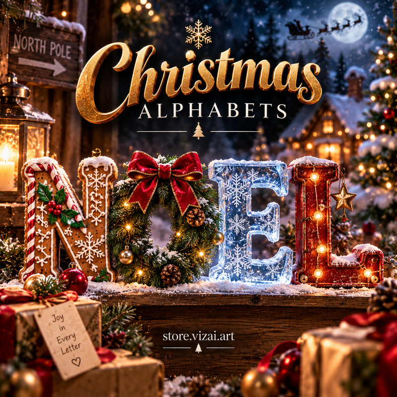 Christmas 2026 printable alphabet collection by VizAI Art