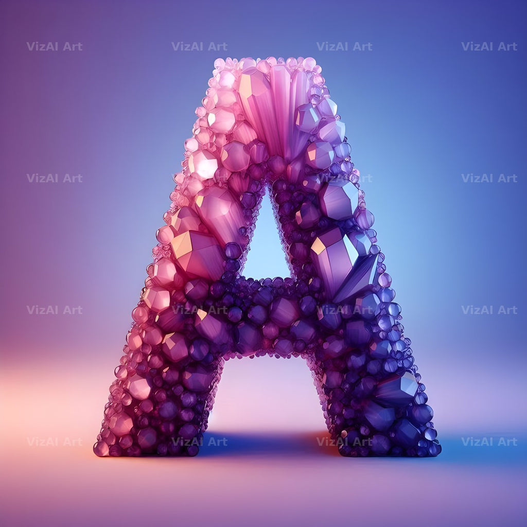 Amethyst Crystal alphabet letter A