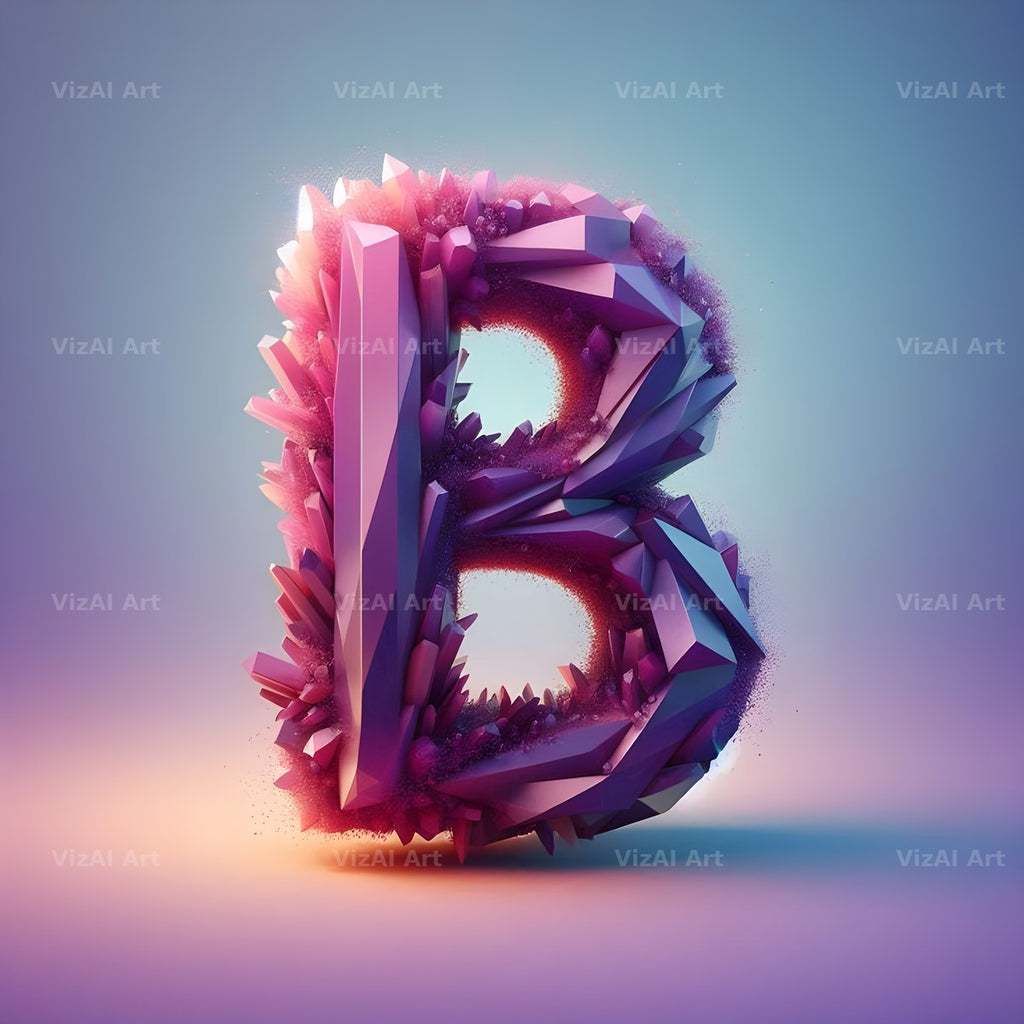 Amethyst Crystal alphabet letter B