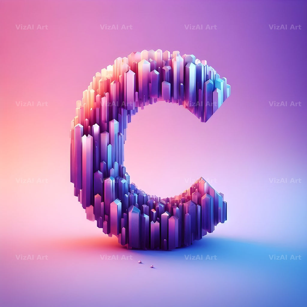 Amethyst Crystal alphabet letter C