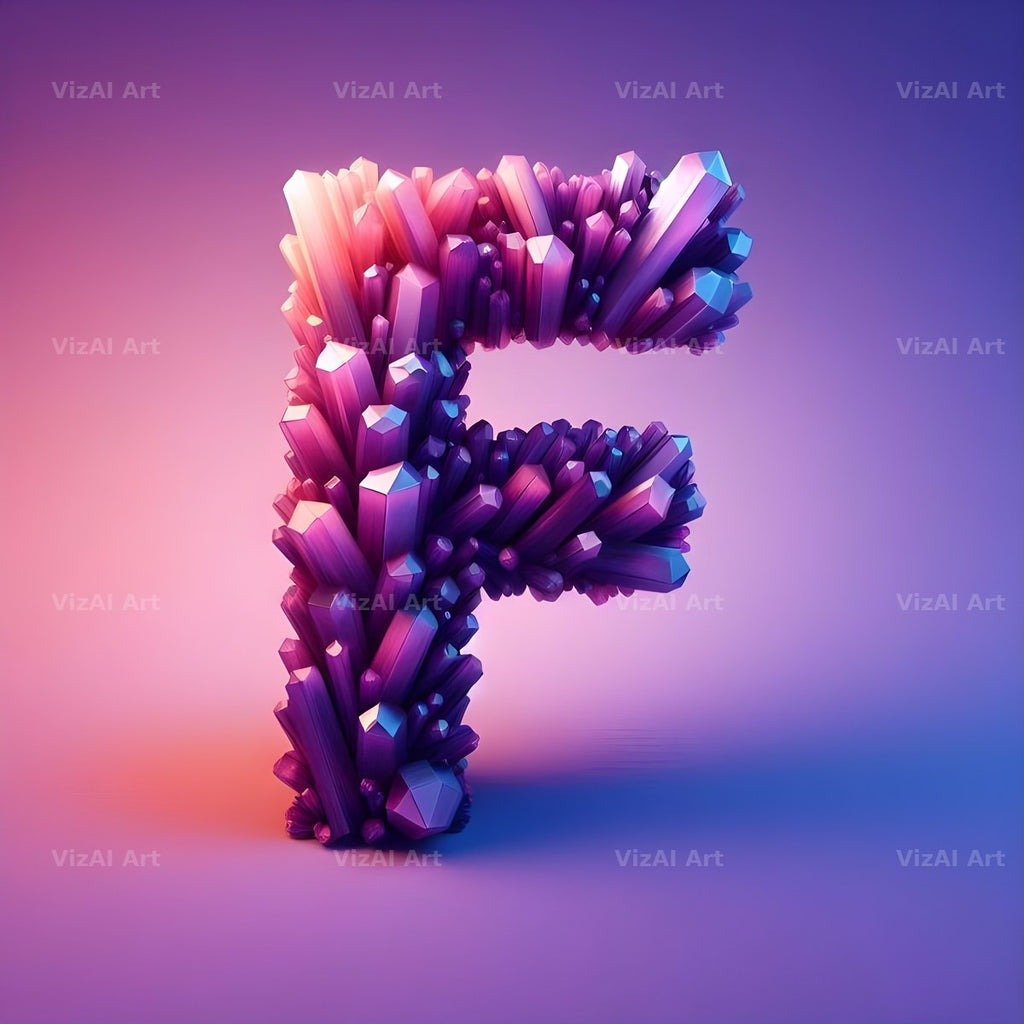 Amethyst Crystal alphabet letter F