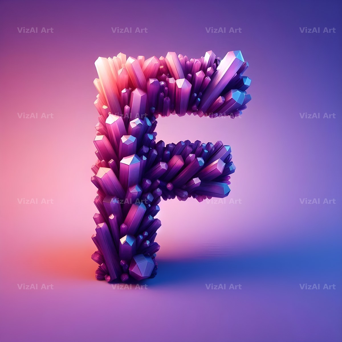 Amethyst Crystal alphabet letter F