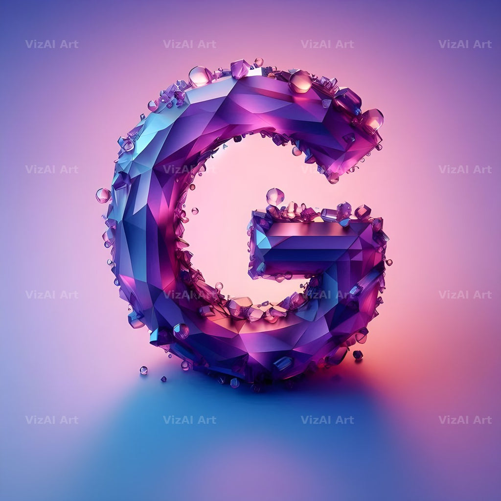 Amethyst Crystal alphabet letter G