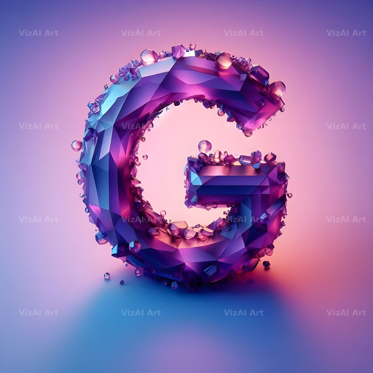 Amethyst Crystal alphabet letter G