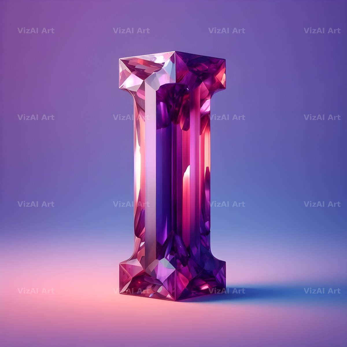 Amethyst Crystal alphabet letter I