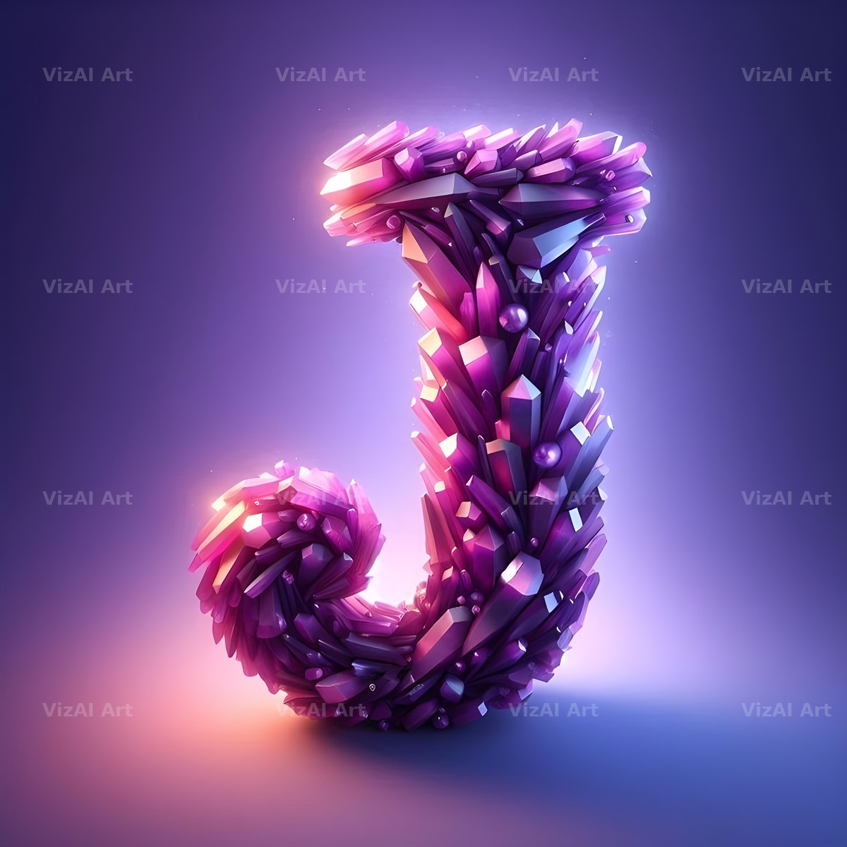 Amethyst Crystal alphabet letter J