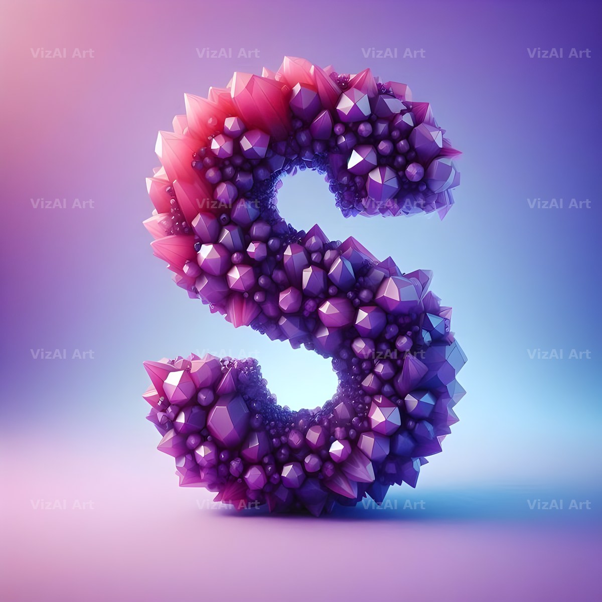 Amethyst Crystal alphabet letter S
