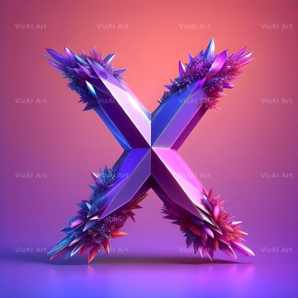 Amethyst Crystal alphabet letter X