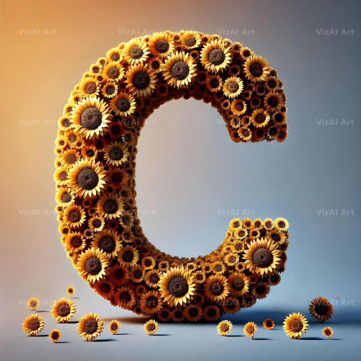 Amber Sunflower alphabet letter C