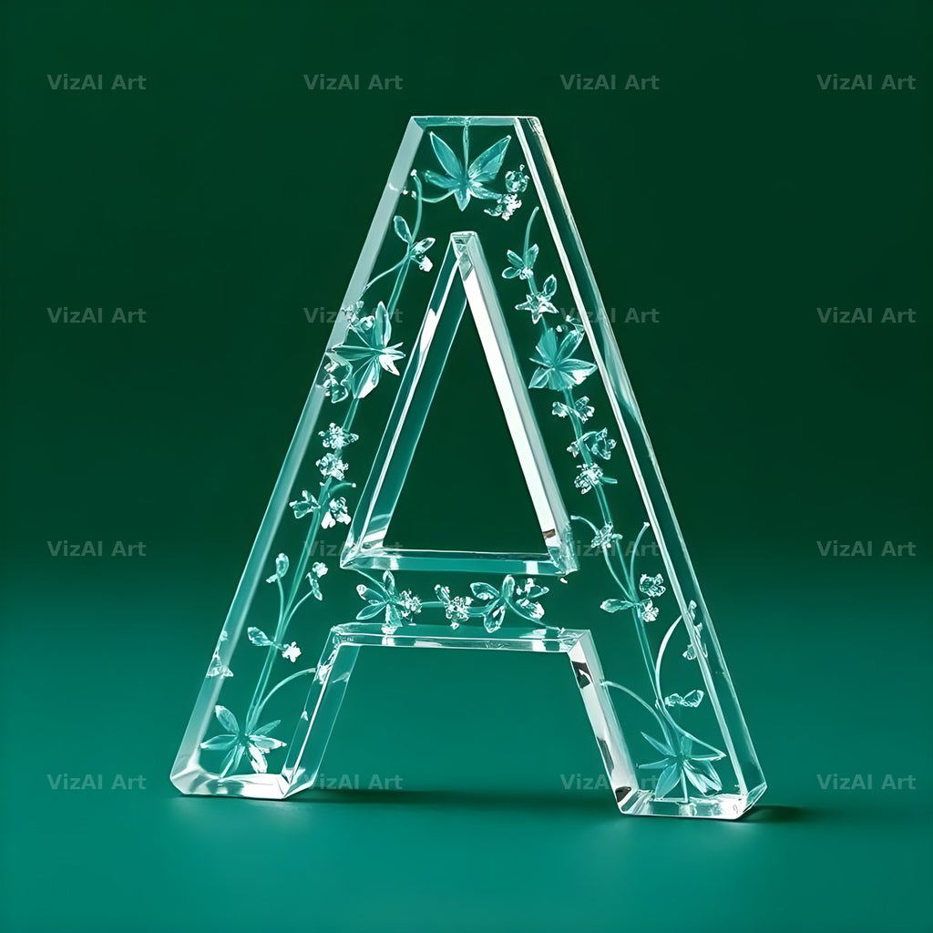 Glass Emerald Shine alphabet letter A