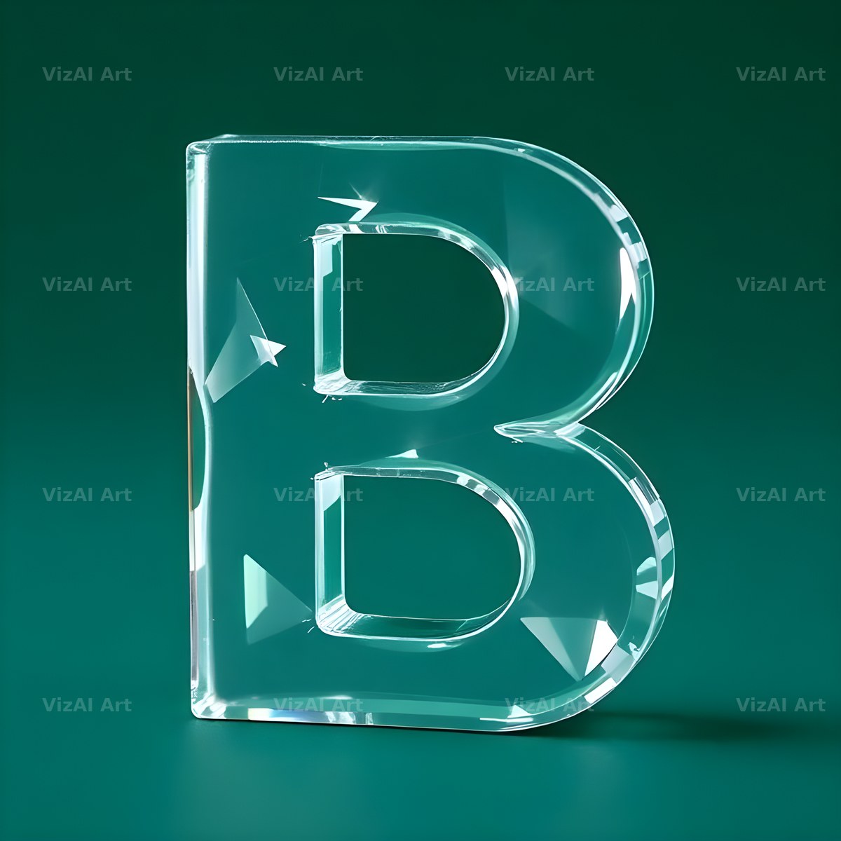 Glass Emerald Shine alphabet letter B