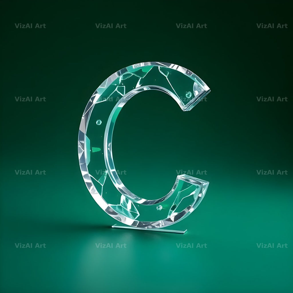 Glass Emerald Shine alphabet letter C