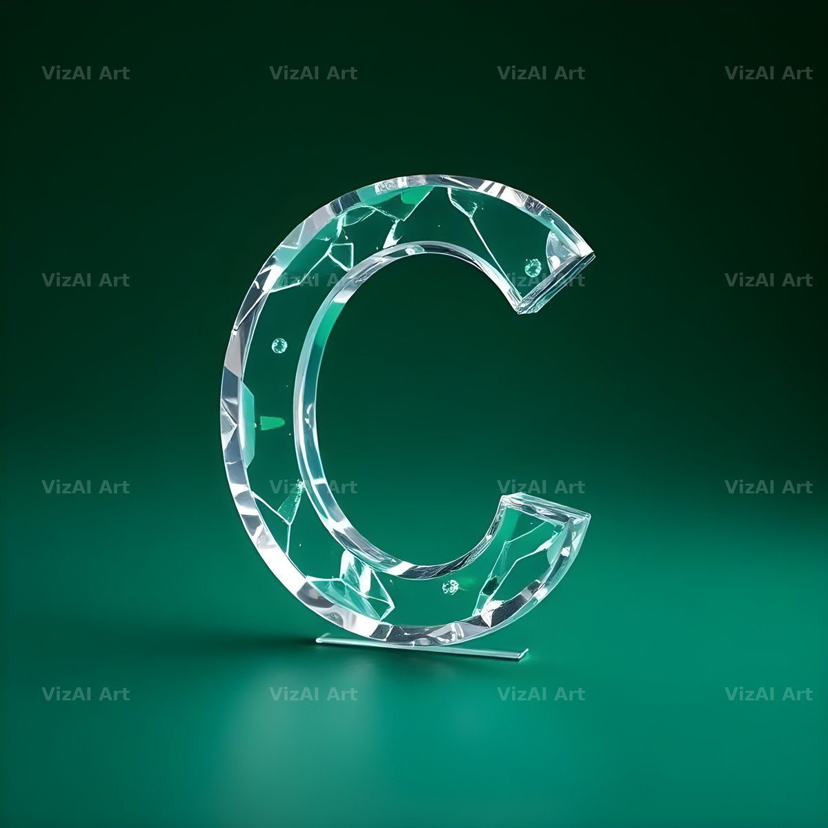 Glass Emerald Shine alphabet letter C