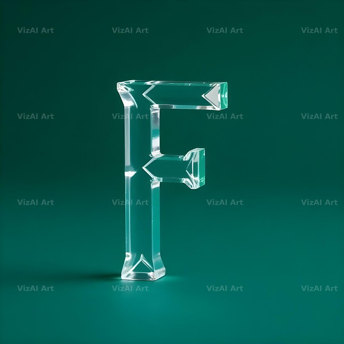 Glass Emerald Shine alphabet letter F
