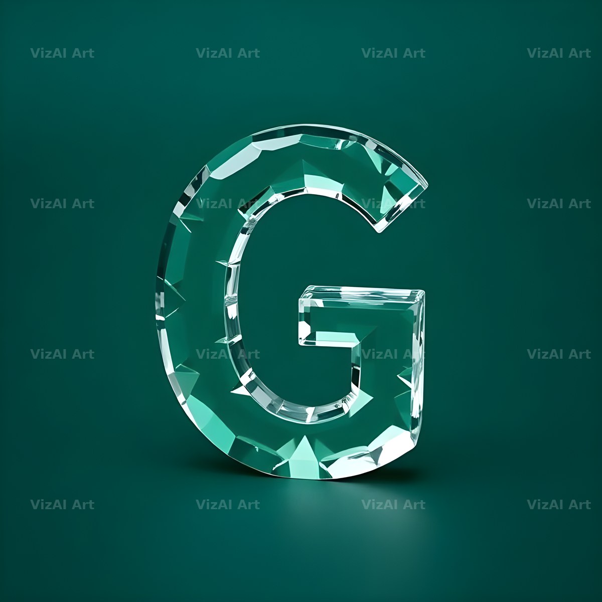 Glass Emerald Shine alphabet letter G