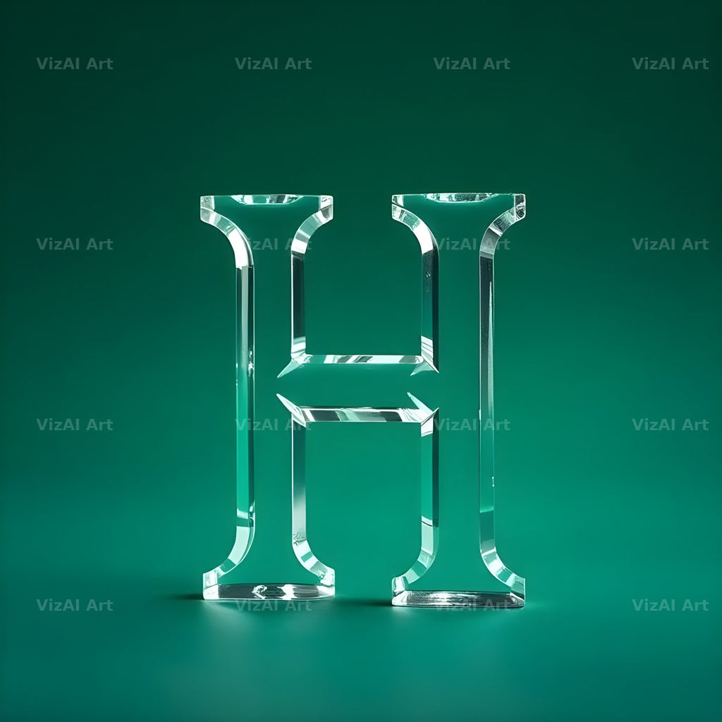 Glass Emerald Shine alphabet letter H