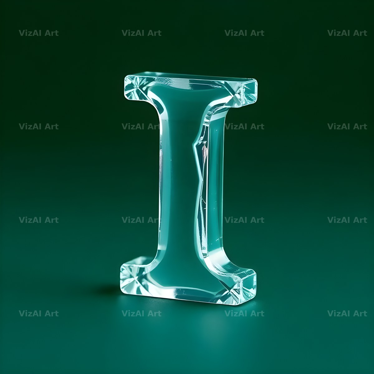 Glass Emerald Shine alphabet letter I