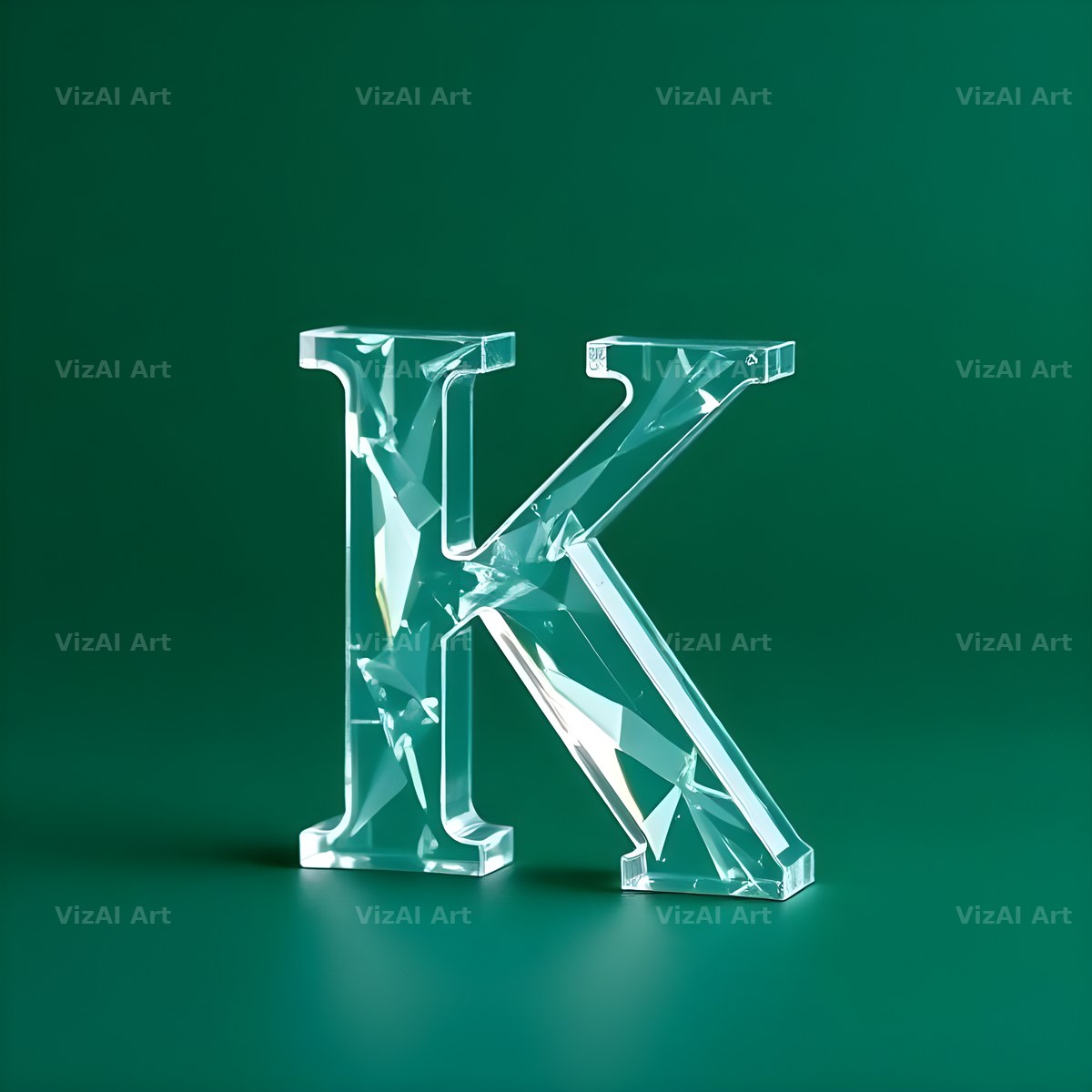Glass Emerald Shine alphabet letter K