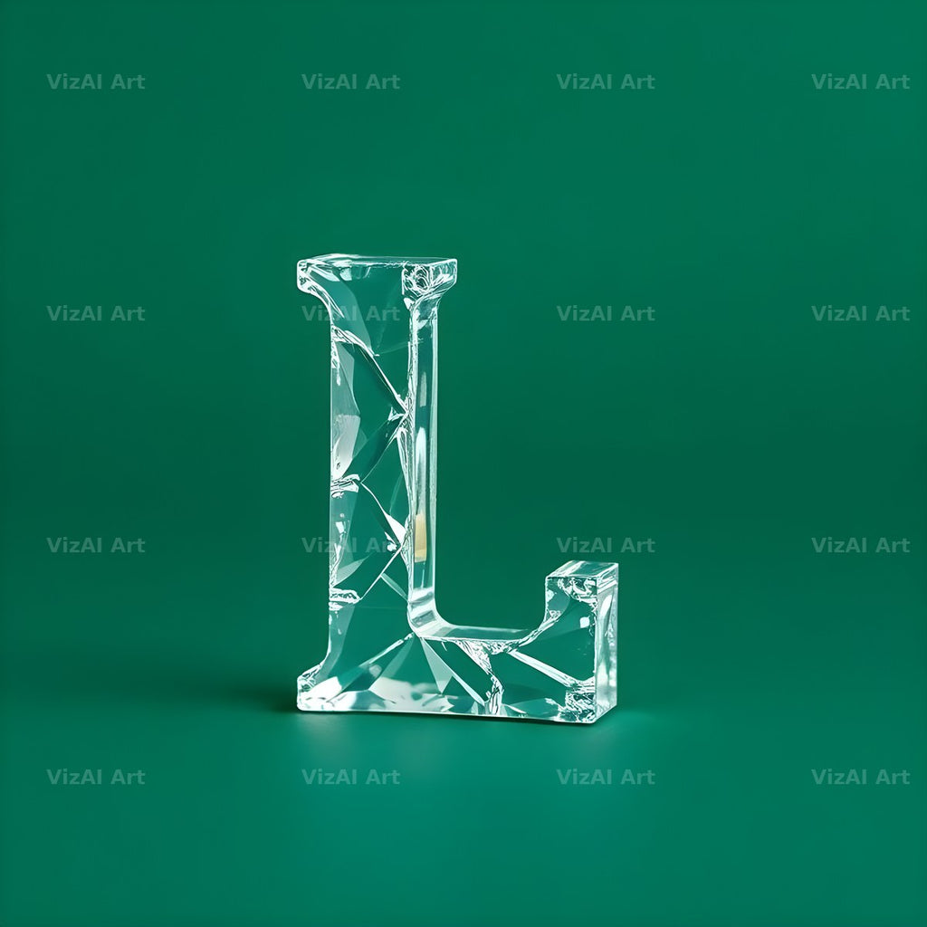 Glass Emerald Shine alphabet letter L