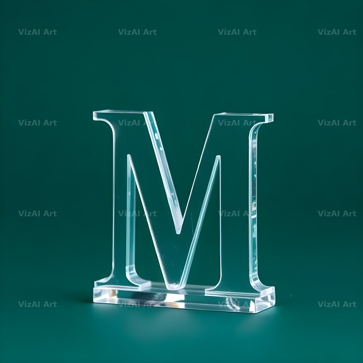 Glass Emerald Shine alphabet letter M