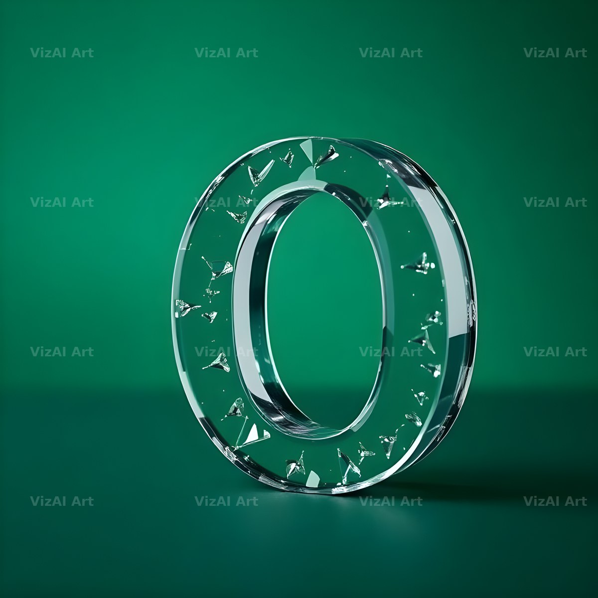 Glass Emerald Shine alphabet letter O