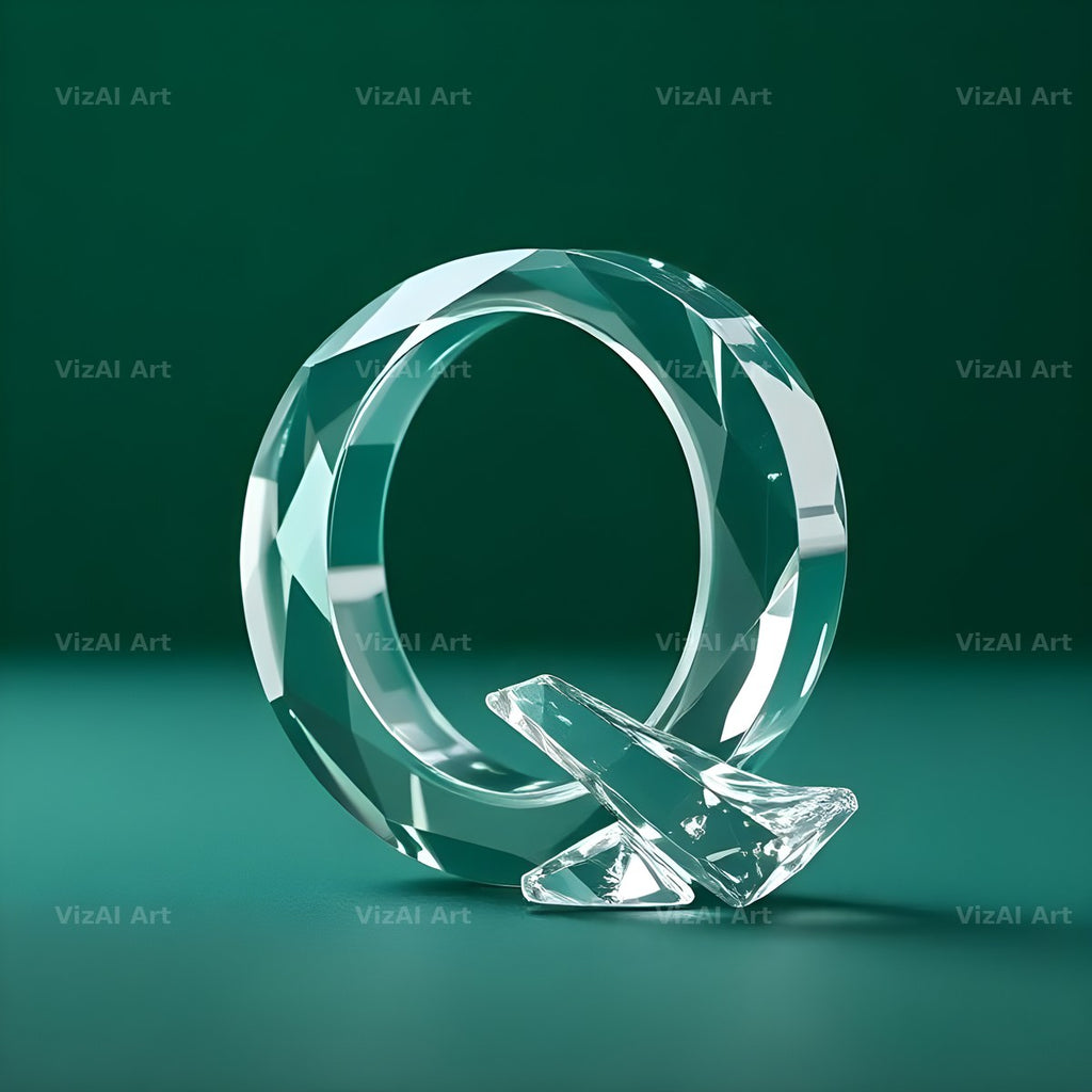 Glass Emerald Shine alphabet letter Q