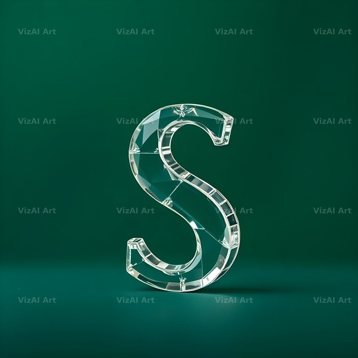Glass Emerald Shine alphabet letter S