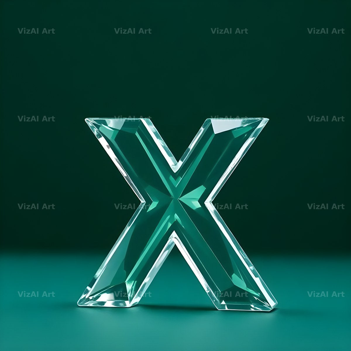 Glass Emerald Shine alphabet letter X