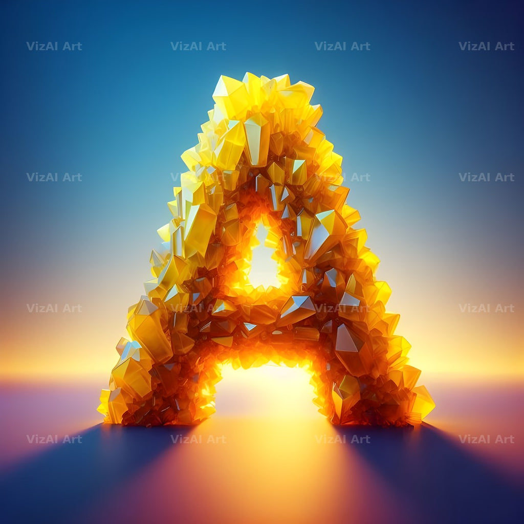 Citrine Crystal alphabet letter A