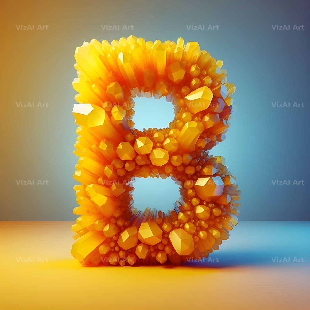Citrine Crystal alphabet letter B